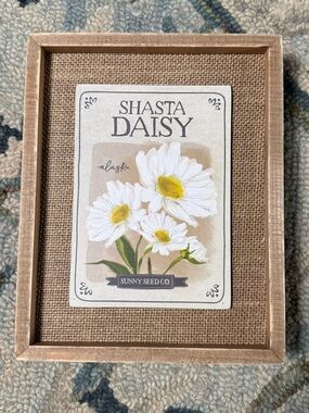 NEW Primitives by Kathy Shasta Daisy Floral Seed Packet Wall Art 8 x 10